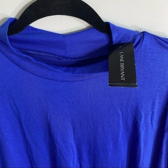 Lane Bryant Mock Neck Blue Short Sleeve Top NWT 26 28 Modal Blouse Shirt - Picture 3 of 7